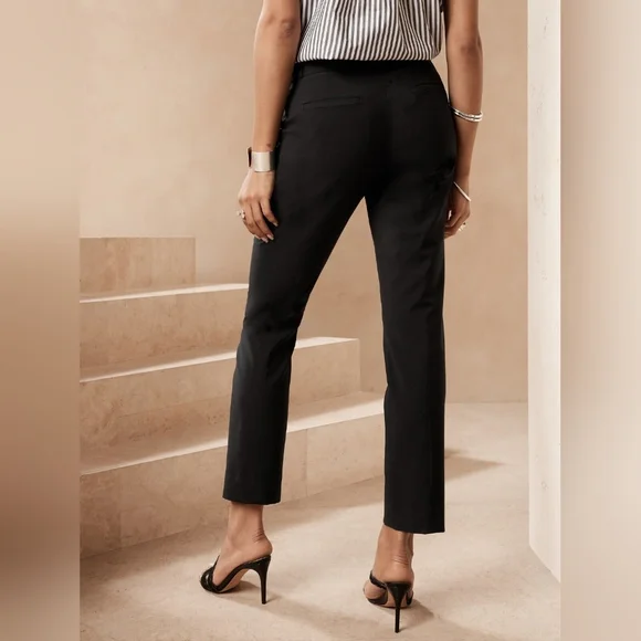 Banana Republic Ryan Slim Straight Fit Washable Wool Blend Pants Black  8 Short - Picture 2 of 14